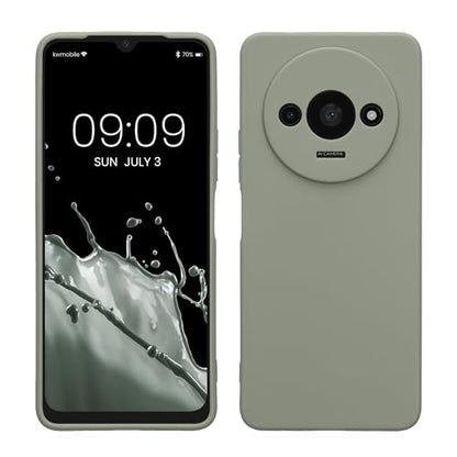 kwmobile Case Compatible with Xiaomi Redmi A3 Case - Protective Slim TPU Phone Cover - Soft Matte Finish - Gray Green - color: gray green