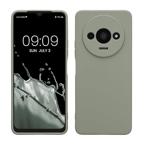kwmobile Case Compatible with Xiaomi Redmi A3 Case - Protective Slim TPU Phone Cover - Soft Matte Finish - Gray Green - color: gray green