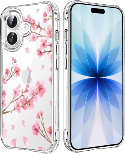 Cherry Blossom Clear Case Compatible with iPhone 17，Floral Transparent Protective Phone Case Cover for Girls and Woman - color: Cherry, size: for iPhone 17