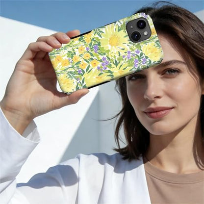 Case for iPhone 15 | Anti-Slip Side Handle| Bold Protective Design | Compatible with MagSafe | Bright Yellow Wildflowers | - color: Bright Yellow Wildflowers, size: iPhone 15