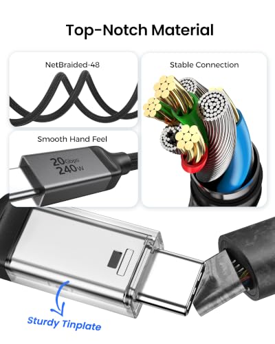 Silkland USB 4 Cable Long, 20Gbps Data Transfer, 5K/4K@60Hz, 240W, 16.5FT/5M - size: 16.5ft