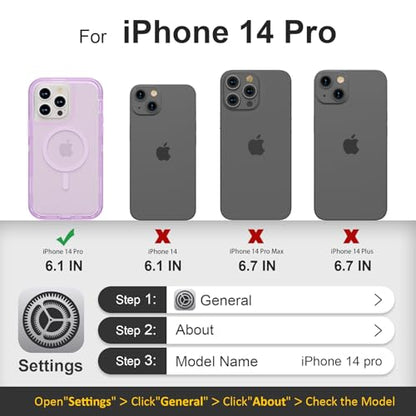Follaroma Magnetic for iPhone 14 Pro Case, Heavy Duty Phone Cases, Purple | Compatible with MagSafe, Heavy Duty Shock proof Protection, Military-Grade Anti-Drop, Dual Layer Transparent Protective Cover - color: Purple, size: iPhone 14 Pro 6.1''