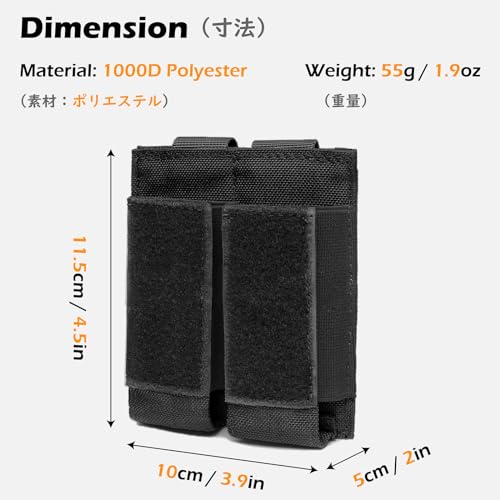 TRIWONDER Tactical Cigarette Pouch Molle Small Military Bag Battery Cigarette Case EDC Utility Card Holder Lighter Slot Mini Cigar Waist Pack - color: 14 Black - Double Pistol