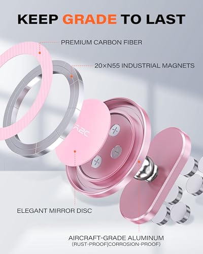 A2C Pink Alloy Magnetic Golf Cart Phone Holder, Golf Accessories for Women - color: Pink