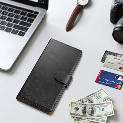 Wallet Case for Samsung Galaxy S25 Ultra, Black | RFID-Blocking Card Holder, Kickstand, Magnetic Closure, PU Leather Folio Flip Cover, Protective Women Men Cases - color: Black, size: Samsung Galaxy S25 Ultra