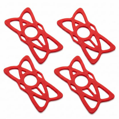 4 PCS Silicone Tie Down Straps, Elastic Anti-slip Phone Holder Bands for Handlebar, X-shape Highly Elastic GPS Mount Tether, Universal for Most Motorcycles, Bicycles (Red)