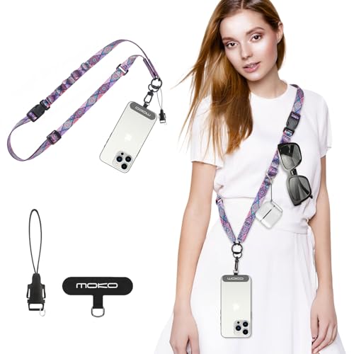 MoKo Adjustable Phone Lanyard Crossbody Strap with Detachable Quick Buckle - color: Boho Colorful