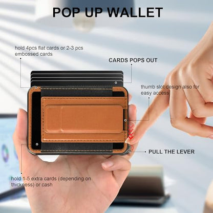Magnetic Card Wallet for Phone,for Magsafe Wallet Quick Access to Cards,Pop up Credit Card Holder with RFID Blocking,Adjustable Phone Stand for iPhone 16/15/14/13/12 Series (Brown) - color: Leather Stand w/Elastic - Chestnut Brown