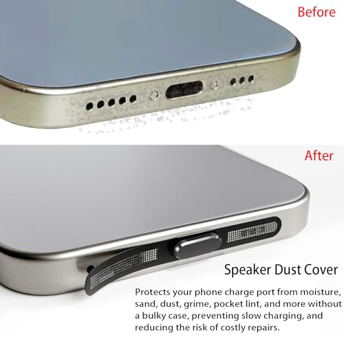 USB C Dust Plug, USB C Port Cover, USB C Plug Cover with Speaker Protector Dust Cover Compatible with iPhone 17 (Black)