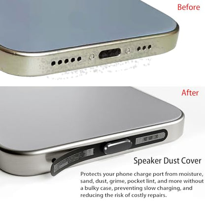 USB C Dust Plug, USB C Port Cover, USB C Plug Cover with Speaker Protector Dust Cover Compatible with iPhone 17 (Black)