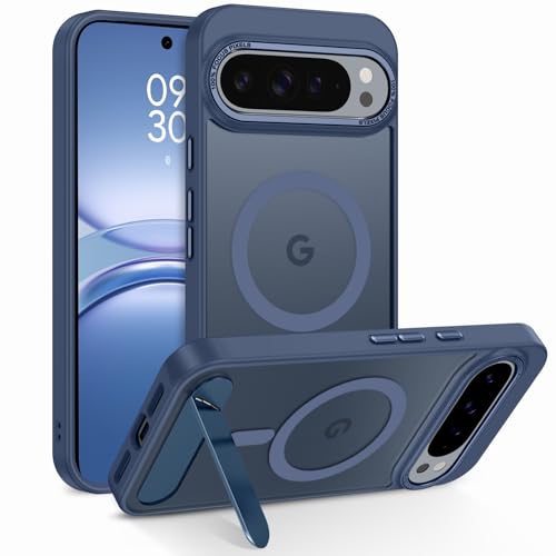 GUAGUA for Google Pixel 10 Pro XL Case with Stand, Magnetic Cases with Foldable Invisible Stand Translucent Matte Back Slim Shockproof Protective Kickstand Phone Case for Pixel 10 Pro XL, Blue - color: Blue, size: for Google Pixel 10 Pro XL