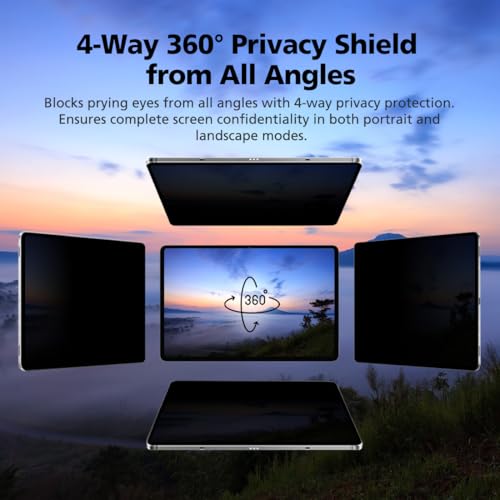 Magnetic & Nano Adsorption 360° 4-Way Privacy Screen Protector for Samsung Galaxy Tab S9 FE / Tab S10 FE 10.9 inch | Detachable, Anti-Spy, Anti-Fingerprint | Works in Both Landscape & Portrait Modes - size: Galaxy Tab S9 FE/S10 FE 10.9 inch