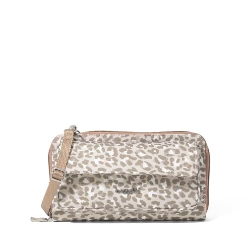 Baggallini Rfid Phone Wallet Crossbody - color: Mocha Cheetah Print