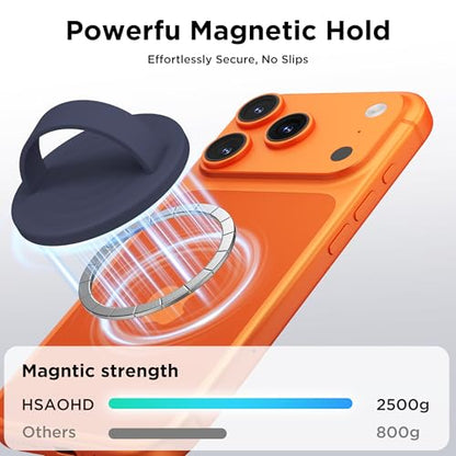 Magnetic Phone Grip Ring, Compatible with MagSafe, Upgraded Liquid Silicone for Secure Comfort, Rotating Finger Loop Ring Grip Holder for iPhone 17/16/15/14/13/12 Pro Max Plus, Midnight Blue - color: Midnight Blue