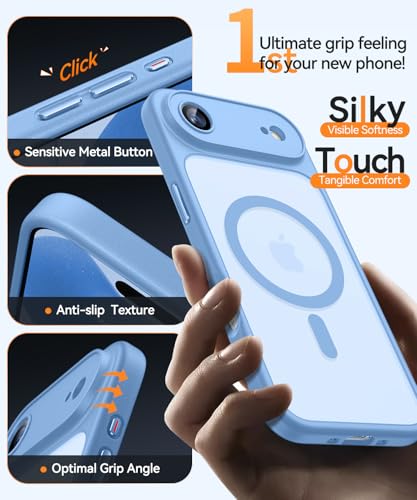 CANSHN Magnetic Compatible with iPhone Air Case(6.5 Inch), Upgraded [Full Camera Protection] [Compatible with Magsafe] [Translucent Matte] Shockproof Phone Cover for iPhone 17 Air Case,Light Blue - color: Light Blue, size: iPhone Air (6.9 Inch,1 Lens)