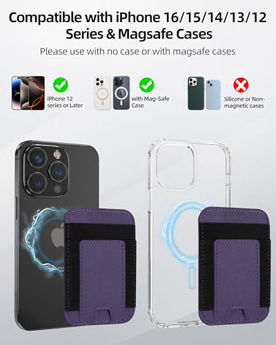 Upgraded for Magsafe Wallet, 7 Card Holder, RFID Blocking, Strongest Magnet | Magnetic Wallet for iPhone 17/16/15/14/13/12 Series, for Magsafe Card Holder, Vegan Leather, Luxury Purple - color: Luxury Purple