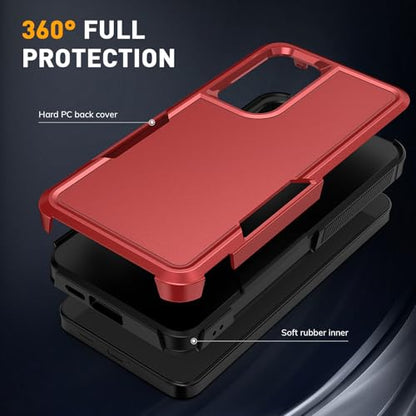Vinve for Samsung Galaxy S24 FE Case with HD Screen Protector, Military-Grade Shockproof & Dual-Layer Protection, Anti-Slip Grip Design Phone Case, Red - color: Red