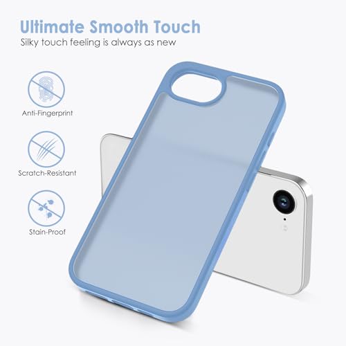 TENOC Phone Case Compatible with iPhone SE (2nd 2020 and 3rd 2022 Generation) & iPhone 7 & iPhone 8, Sierra Blue Case Translucent Protective Bumper Matte Hard Back Cover for 4.7 Inch - color: Sierra Blue, size: iPhone 7/8/SE