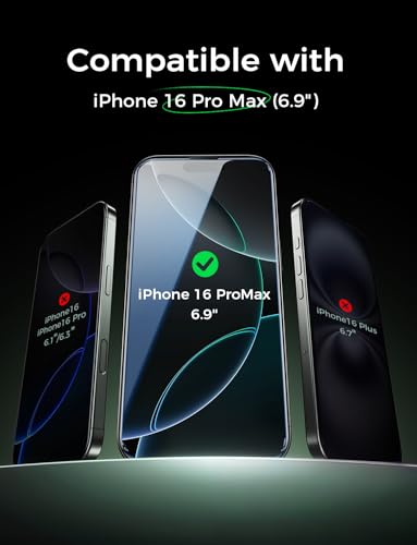 MAGIC JOHN 2 PACK for iPhone 16 Pro Max (6.9") Eye Protection Screen Protector, HD Clear, Auto Dust-Elimination, 9H Tempered Glass & Scratch Resistance, Full Edge Coverage - size: iPhone 16 Pro max