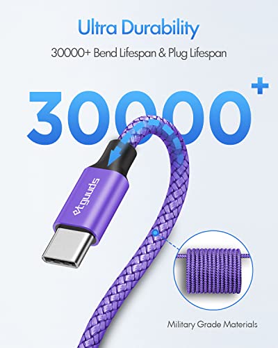 etguuds USB C to USB C Cable 6ft, 2-Pack 60W C to C Cable Fast Charging - color: Purple, size: 6ft