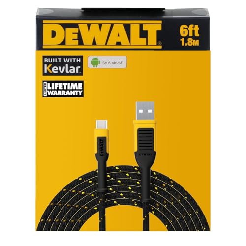DEWALT Heavy Duty USB to USB C Cable, Jobsite Type C Cable, High Speed, 6ft - size: 6 ft