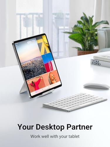 UGREEN Tablet Stand Holder Adjustable Portable Desktop Dock Office Compatible with iPad Pro 11 9.7 10.5 Air Mini 5 4 3 2 iPhone 17 16 15 14 13 12 White - color: White
