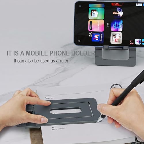Ultra Slim Aluminum Card Phone Stand, Portable Foldable Pocket Cell Phone Holder, Adjustable Desktop Smartphone Stand for iPhone, Samsung, Android Phones, Travel Home (Grey) - color: Grey