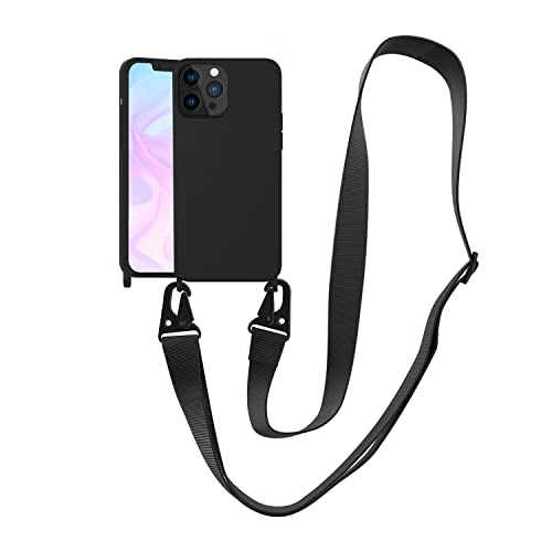 Compatible with iPhone 13 Pro Case with Lanyard Crossbody iPhone Case with Strap 13 Pro Adjustable Shockproof Drop Protection Silicone Phone Cover for iPhone 13 Pro 6.1’’ Black - color: Black, size: iPhone 13 Pro