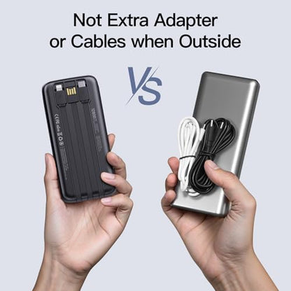 2026 2-Pack 10000mAh Portable Charger Battery Pack with Built in Cables - color: Purple