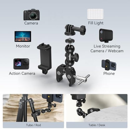 SMALLRIG Camera Mount Kit, Ball Head Magic Arm with Clamp, 2-Pong Mount - style: Clamp Kit