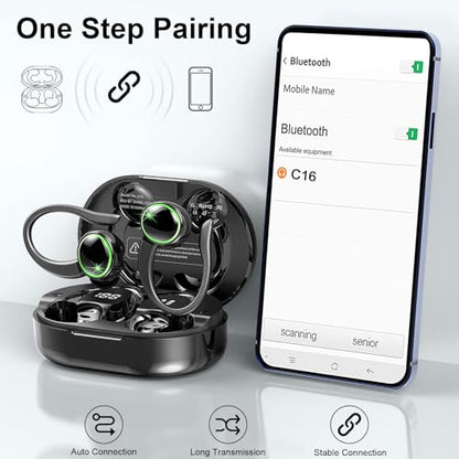 2026 Bluetooth 5.4 Headphones Sports, Wireless Earbuds, 50 Playback Over-Ear buds with 4 ENC Noise Cancelling Mics Deep Bass Fitness Earphones Gym Running Workout, IP7 Headset with Earhook LED Display