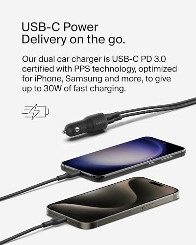 Belkin BoostCharge 42W Car Charger with USB-C to C Cable - style: Car Charger + USB-C Cable