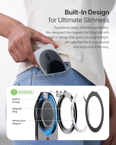 Sinjimoru Phone Grip Stand for MagSafe, Magnetic Kickstand, Clear Black - color: Clear Black