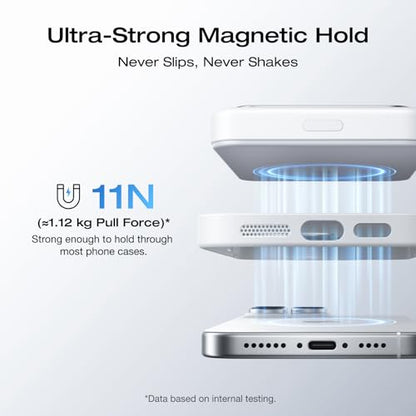 EF ECOFLOW Rapid Mag Power Bank, Qi2 Certified 15W Ultra-Fast MagSafe-Compatible Portable Charger, 10,000mAh Magnetic Power Charger with Foldable Stand, for iPhone 17/16/15. - color: White