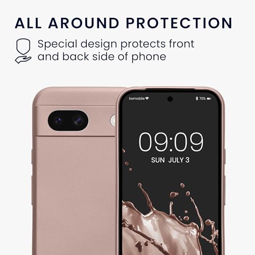 kwmobile Case Compatible with Google Pixel 8a Case -Soft TPU Back Phone Cover - with Metallic Look - Metallic Arctic Berry - color: Metallic Arctic Berry