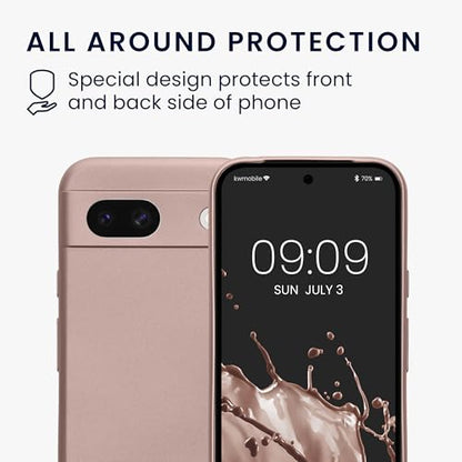 kwmobile Case Compatible with Google Pixel 8a Case -Soft TPU Back Phone Cover - with Metallic Look - Metallic Arctic Berry - color: Metallic Arctic Berry