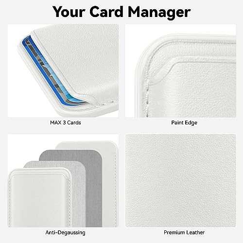 Magnetic Wallet Cell Phone Card Holder for Phone Case with Mag-Safe | Stronger Magnetic RFID Leather Phone Wallet Stick on Series of iPhone 17/16/15/14/13/12 and Pro/Promax, White - color: White, size: 1 Pack