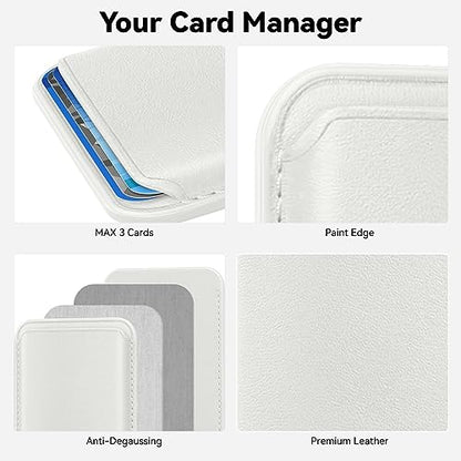 Magnetic Wallet Cell Phone Card Holder for Phone Case with Mag-Safe | Stronger Magnetic RFID Leather Phone Wallet Stick on Series of iPhone 17/16/15/14/13/12 and Pro/Promax, White - color: White, size: 1 Pack