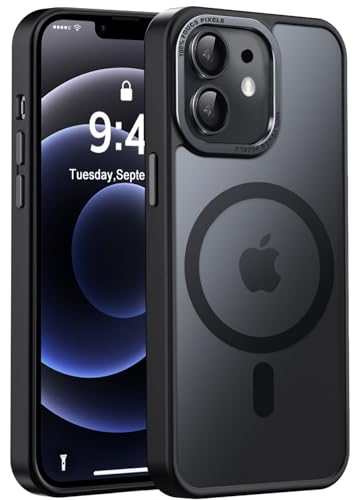 Newfuture Magnetic for iPhone 12/iPhone 12 Pro Case Matte Shockproof, Black | Military Drop Protection, Slim Matte Anti-Fingerprint, Compatible with Magsafe, Camera Guard, Translucent Protective Cover - color: Black, size: iPhone 12/iPhone 12 Pro 6.1inch