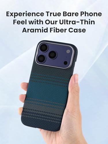 Aramid fiber Ultra-Thin Magnetic Caseless Feel Case for iPhone 17 Pro | Handwoven 600D aramid, Lightweight , compatible with MagSafe, Caseless Feel, case for iPhone 17 pro,Sunrise Blue - color: Sunrise Blue