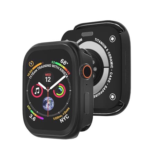 Aluminum Rugged Case for Apple Watch Series 10/11 46mm, Built-in Tempered Glass with Back Cover, Ultra Thin Shockproof Metal Bumper Raised Edge Protection, Black - color: Black, size: 46mm