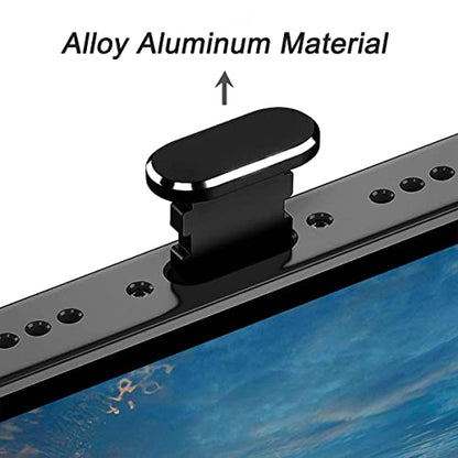 4 Pack Anti Dust Plugs Black Charging Port Plugs Compatible with iPhone 14 Pro Max 13 12 11 Mini Plus iPad Airpods, Metal Covers Protectors Prevent Your Charger Port from Dust/Lint/Water/Lost - color: 01 Midnight Black
