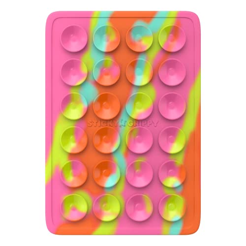 StickyGrippy Suction Phone Case Mount, Sillicon Adhesive Phone Accessory for iPhone and Android, Hands-Free Fidget Toy Mirror Shower Phone Holder, Tiktok Videos and Selfies (Rainbow) - color: Rainbow