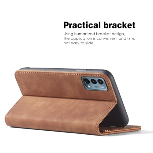 Asuwish Flip Wallet Phone Case for OnePlus Nord N200 5G with Screen Protector Magnetic Closure Folio Cover Credit Card Holder Slot Stand One Plus N 200 G5 1 Plus 200N 1plus One+ 1+ N2005G 2021 Brown - color: Brown
