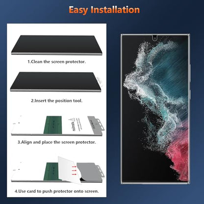[2 Pack] Anti Glare Matte Privacy TPU Screen Protector for Samsung Galaxy S22 Ultra (Not Glass), Fingerprint Sensor Compatible, Full Adhesive Flexible Film, Easy Installation