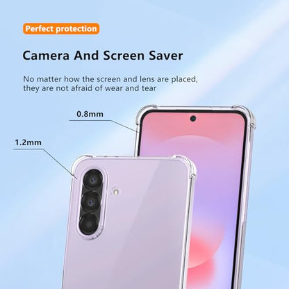 Case for Samsung Galaxy A37/A36/A56 5G Clear Case with 2 Pack Built-in Screen Protector,Shockproof Soft TPU Bumper and Hard PC Back Case,Non-Yellowing,Drop Protection,Slim Fit Cover Phone Case - color: Samsung Galaxy A37 5G