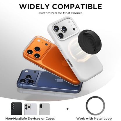 Magnetic Phone Grip Ring, Compatible with MagSafe, Upgraded Liquid Silicone for Secure Comfort, Rotating Finger Loop Ring Grip Holder for iPhone 17/16/15/14/13/12 Pro Max Plus, Black - color: Black