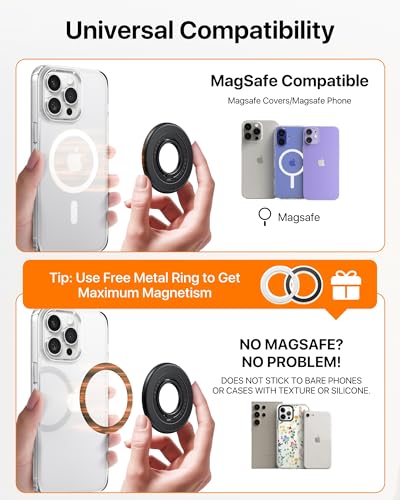 andobil 2026 3rd Gen Stability Magnetic Phone Ring Grip for MagSafe, Black - color: Black