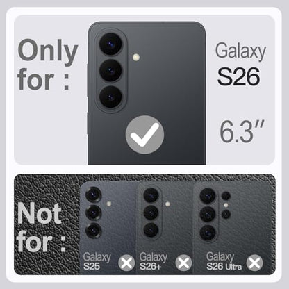 JETech Vegan Leather Case for Samsung Galaxy S26, Black | Compatible with MagSafe, Anti-Slip Grip Phone Cover, Metal Button, Soft Microfiber Lining - color: Black, size: Galaxy S26
