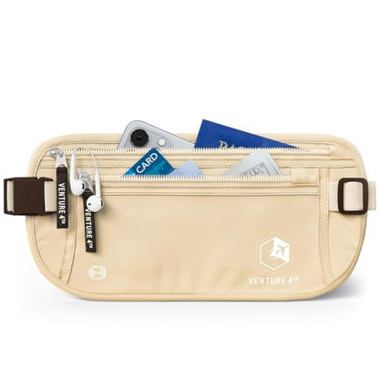 VENTURE 4TH Travel Money Belt, RFID Blocking Passport Holder - Beige - color: Beige